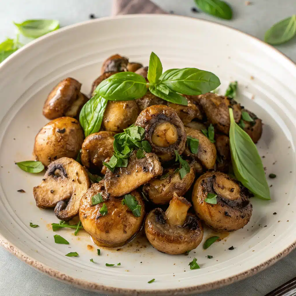 garlic basil roasted mushrooms Serving