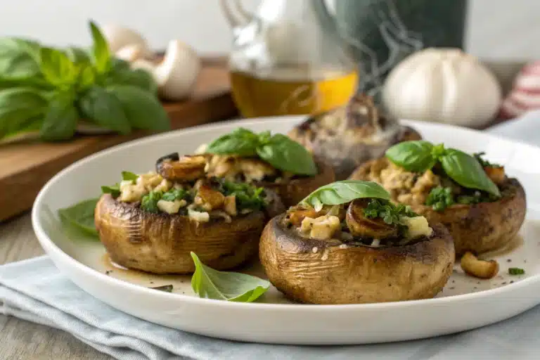 garlic basil roasted mushrooms featured image