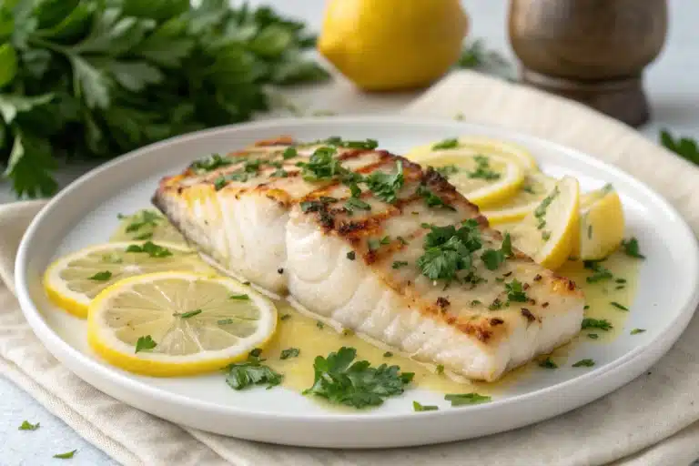 garlic butter halibut featured image