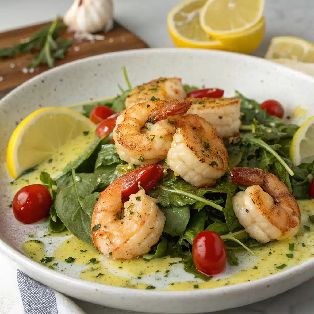 garlic butter shrimp salad Serving