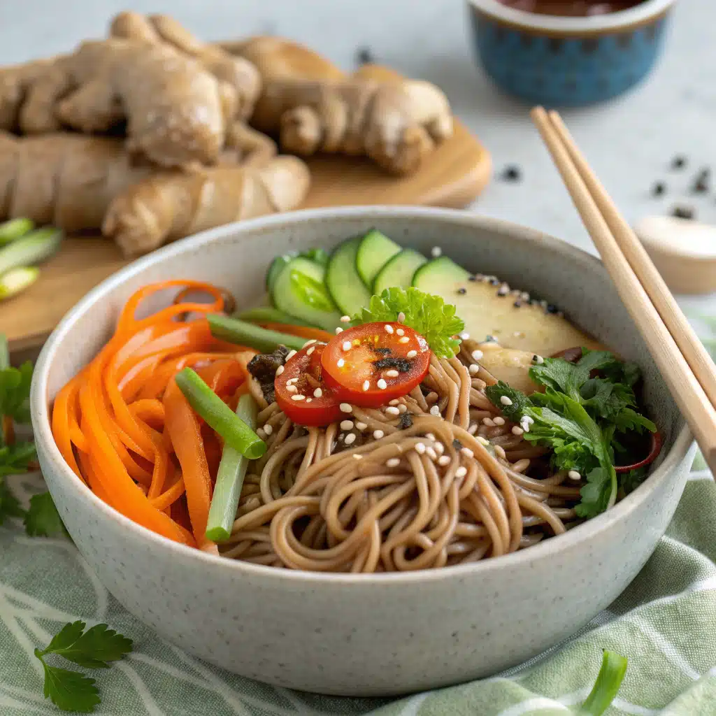 ginger sesame soba bowl Serving