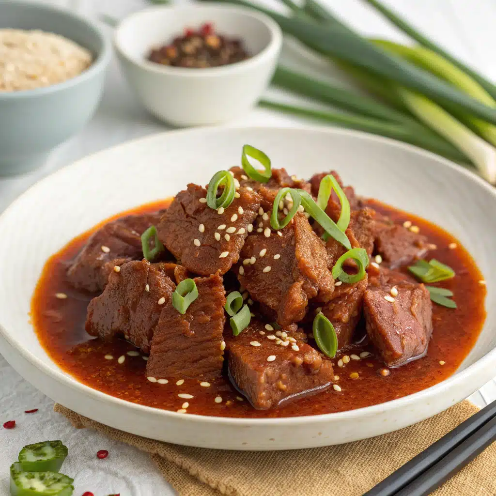 gochujang braised beef Serving