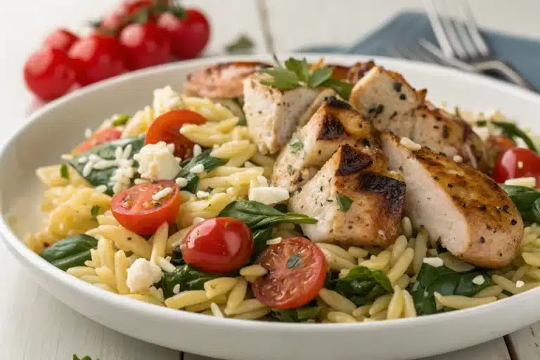 greek chicken orzo featured image