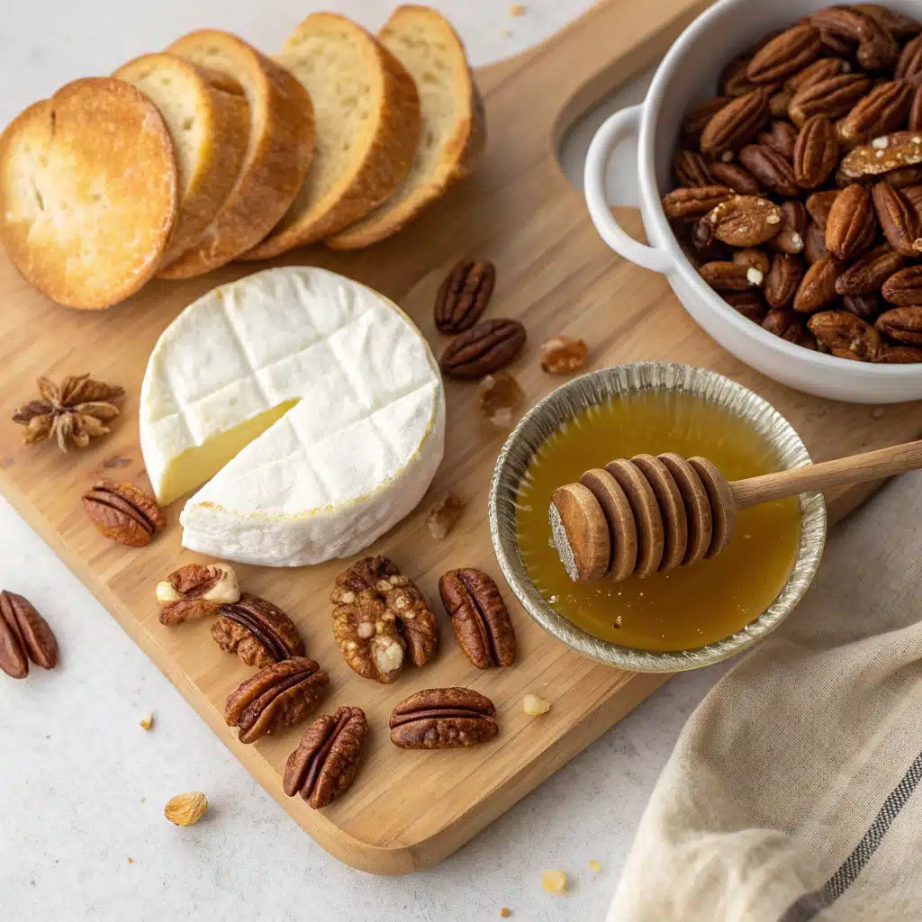 Hot honey baked brie ingredients