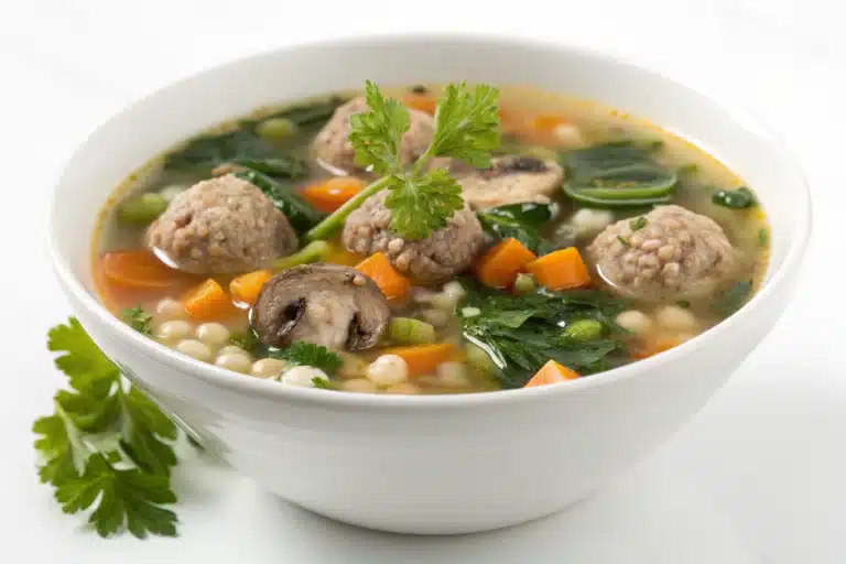 italian wedding soup with mushrooms featured image