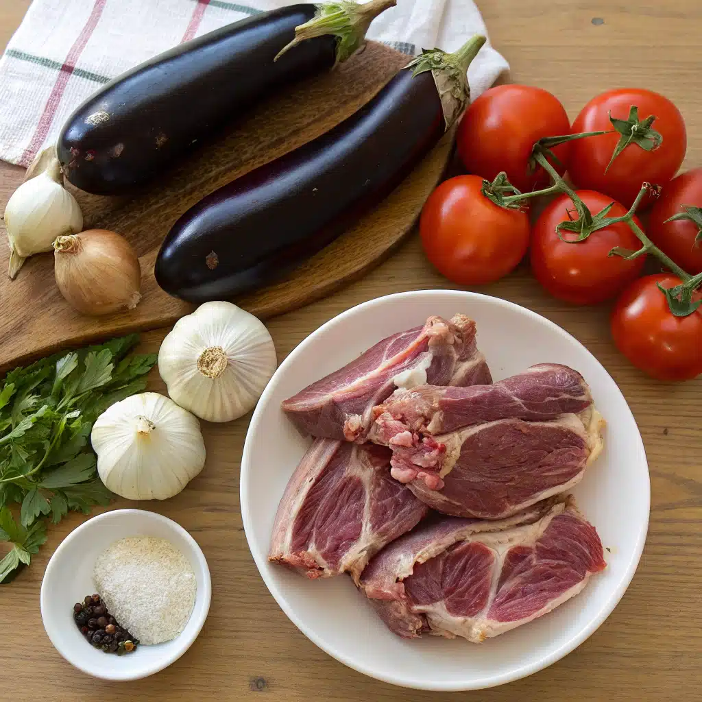 lamb with eggplant ingredients