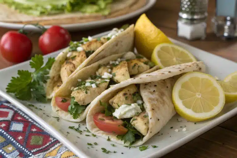 lemon garlic chicken pitas featured image