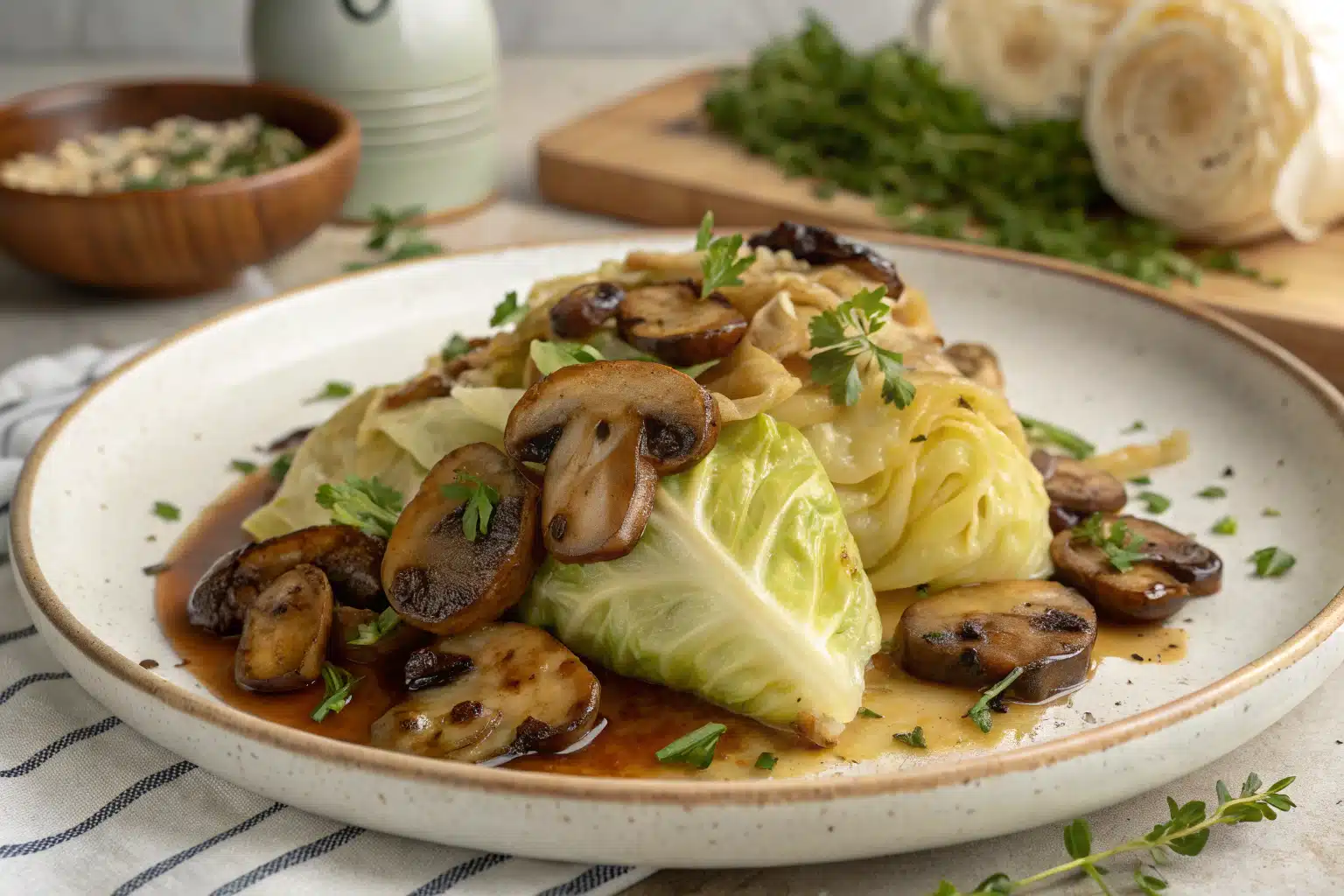 mushroom cabbage bake featured image