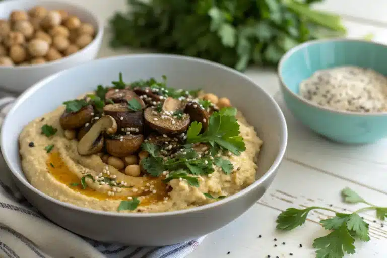 mushroom hummus bowl featured image