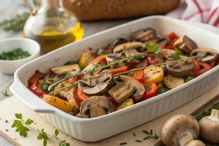 mushroom vegetable bake featured image