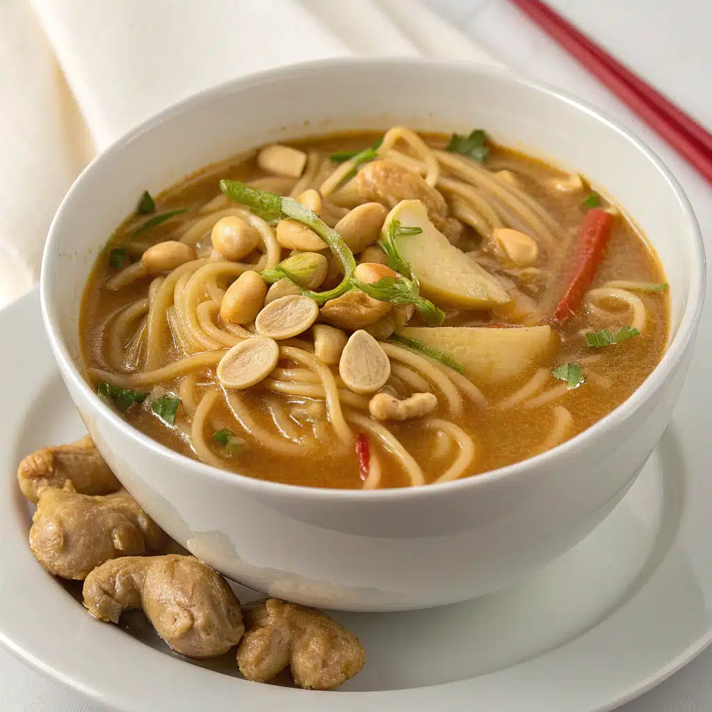 peanut ginger noodle soup Serving