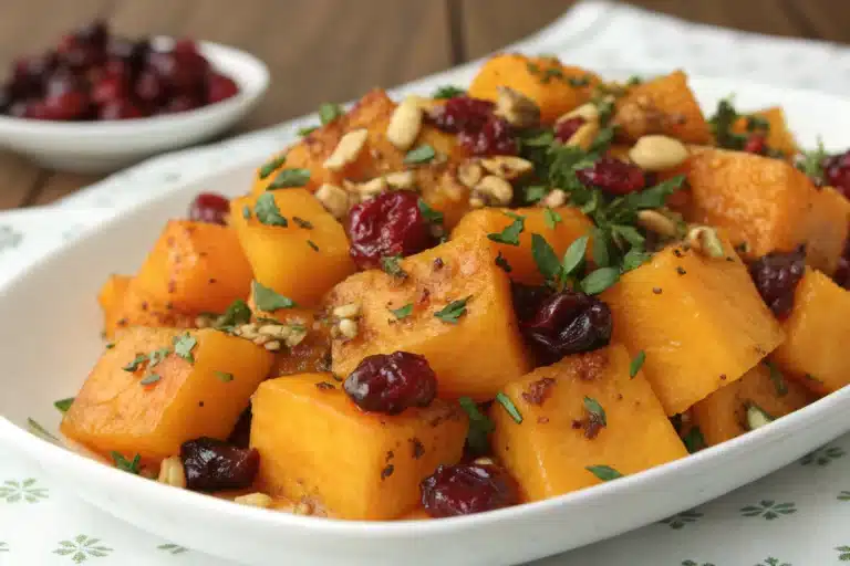 roasted butternut squash with cranberries featured image