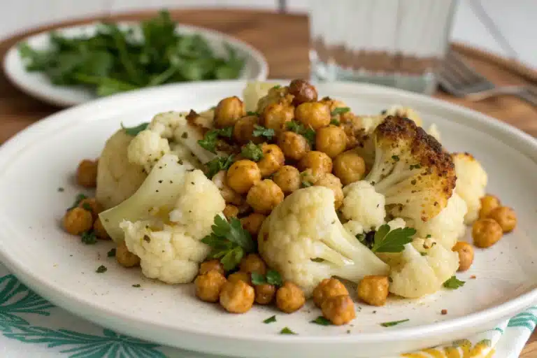 roasted cauliflower chickpeas featured image