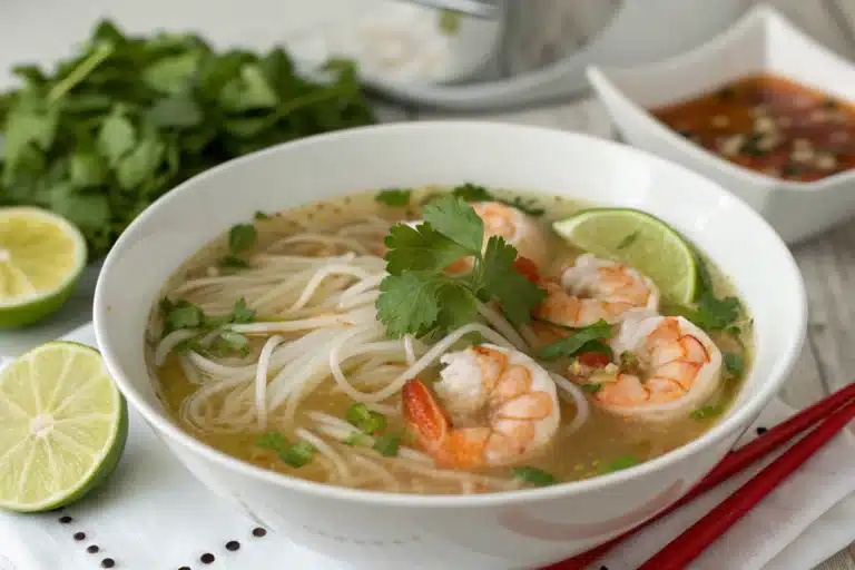 shrimp rice noodle soup featured image
