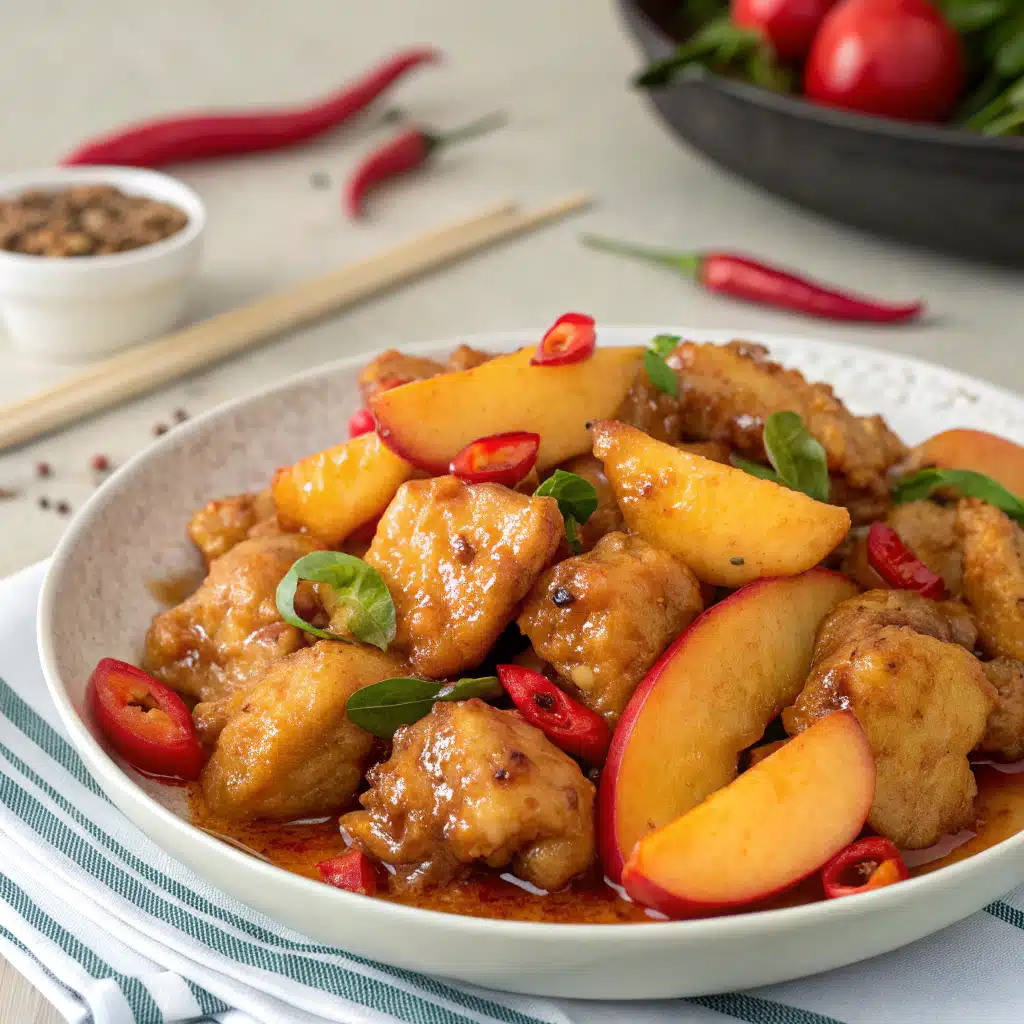 spicy peach chicken Serving