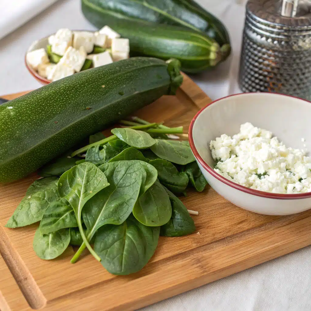 spinach zucchini feta bites ingredients