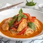 thai red curry chicken noodles Serving