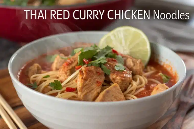 thai red curry chicken noodles featured image