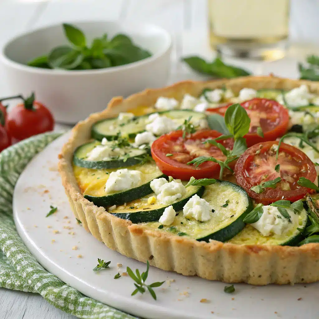 Zucchini feta pie serving