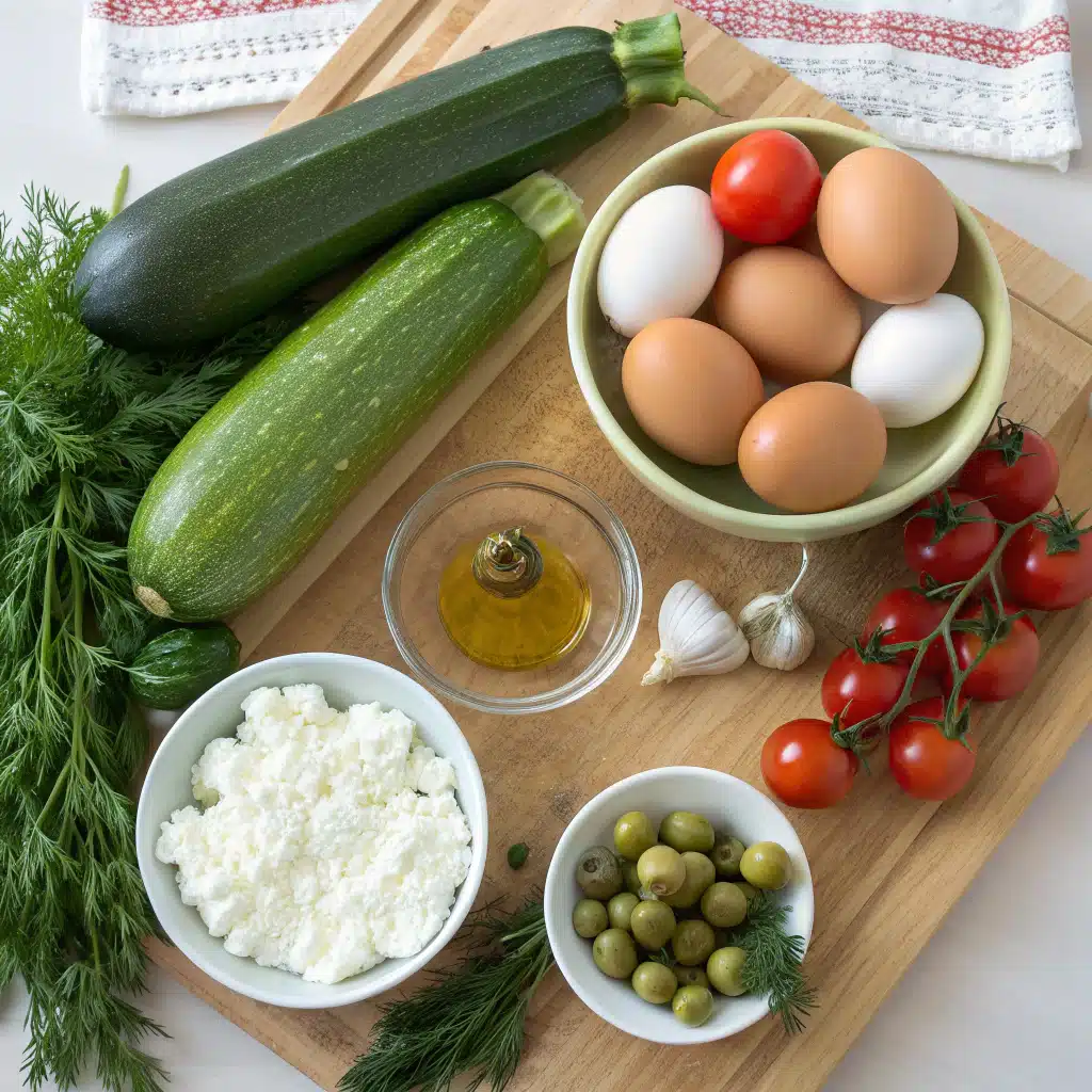 Zucchini feta pie ingredients