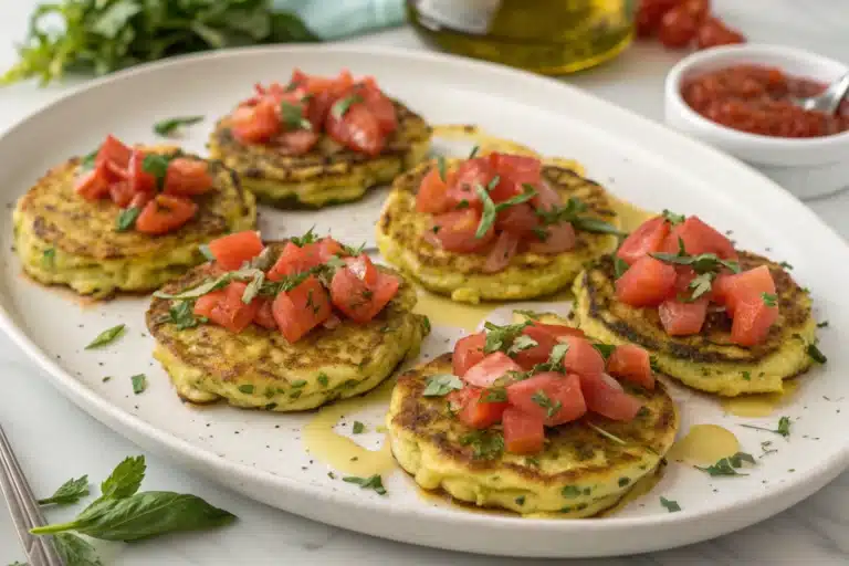 zucchini tomato fritters featured image