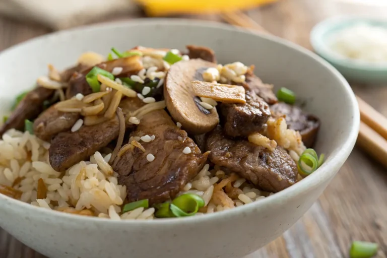 beef mushroom stir fry rice