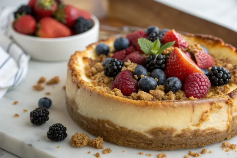 burnt cheesecake with berries