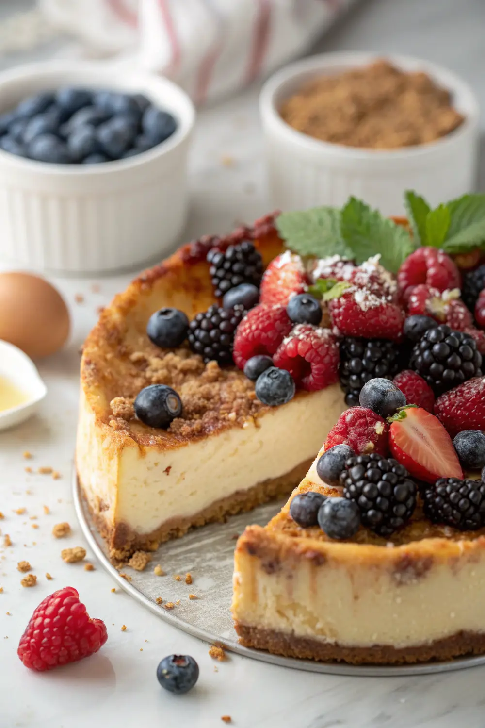 Burnt cheesecake with caramelized top and creamy center