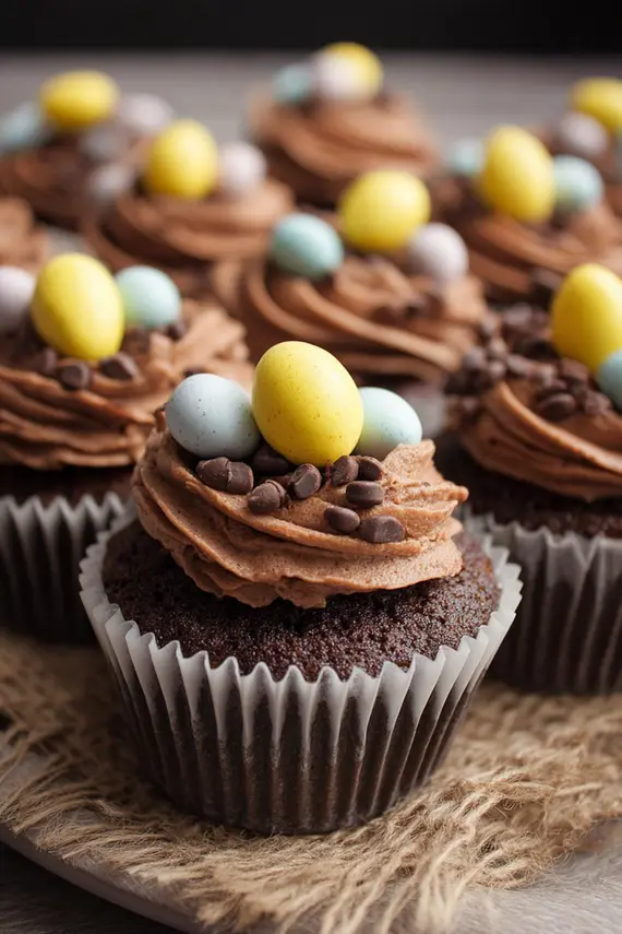 Chocolate cupcakes with Cadbury mini eggs on top