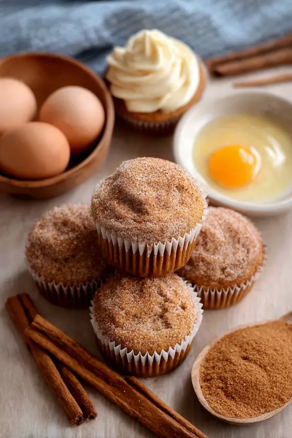 Churro cupcakes with cinnamon sugar topping