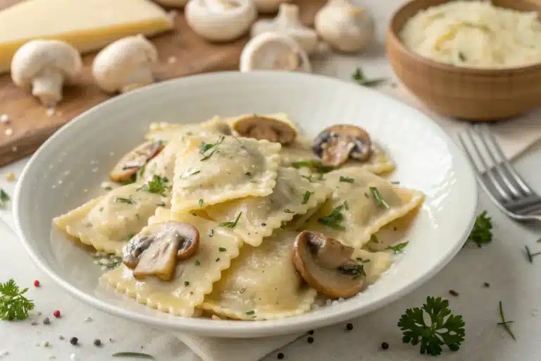creamy mushroom ravioli