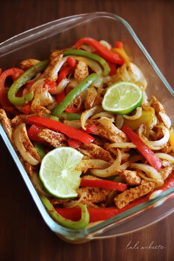Baked chicken fajitas served in tortillas with fresh toppings
