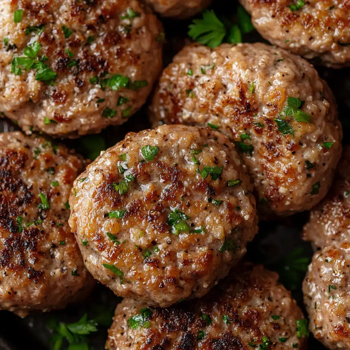 Juicy ground turkey patties freshly cooked and ready to serve