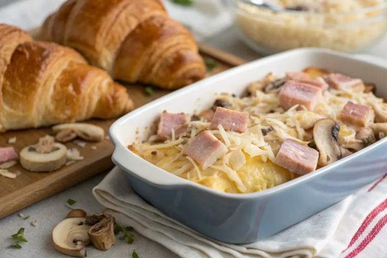 ham mushroom croissant bake