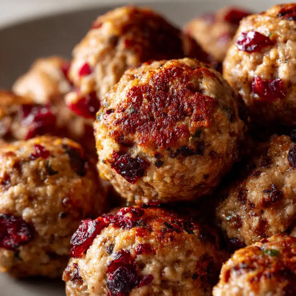 Festive holiday appetizer platter featuring cranberry meatballs