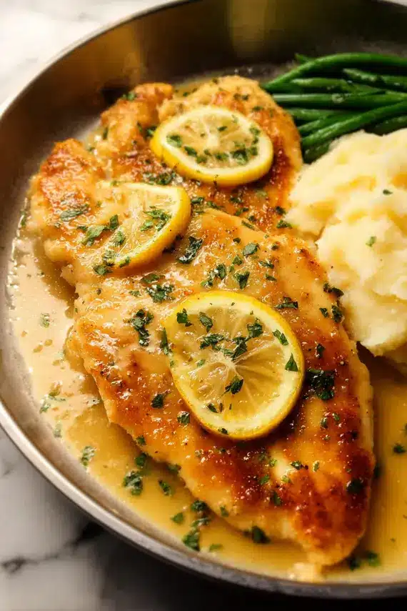 Chicken francese in lemon butter sauce