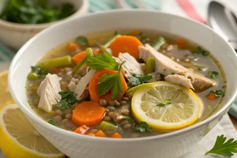 lemon chicken lentil soup