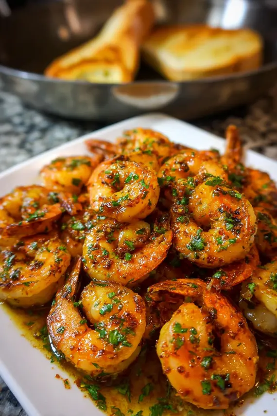 Delicious grilled shrimp with glaze on a plate