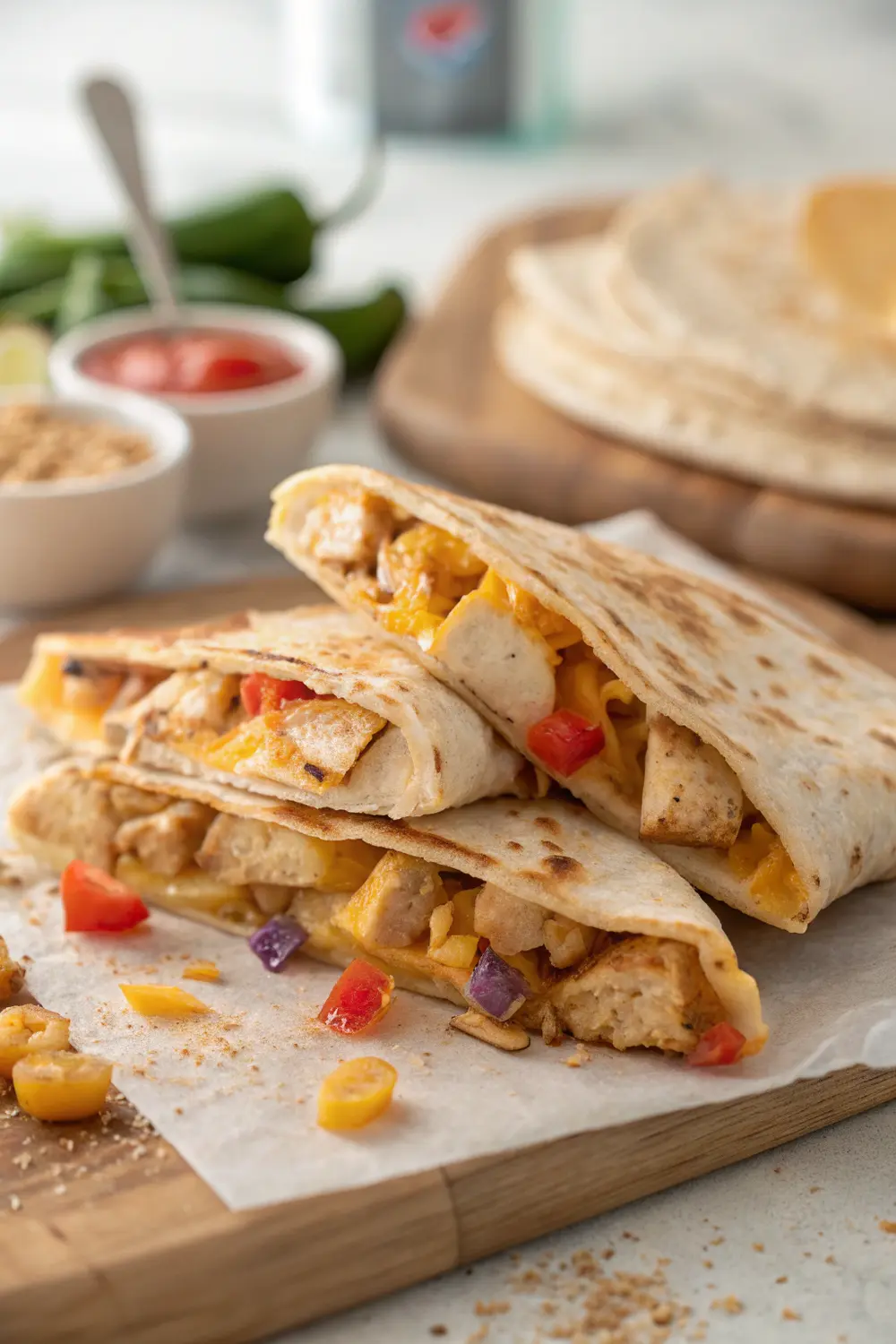 Taco Bell Copycat Chicken Quesadilla with golden crispy exterior and melted cheese