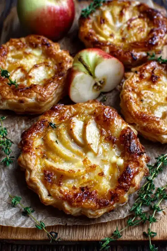 Beautifully presented Apple Brie Pastry with garnish