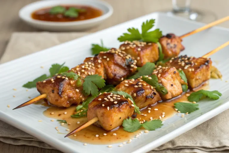 asian chicken skewers honey garlic sauce