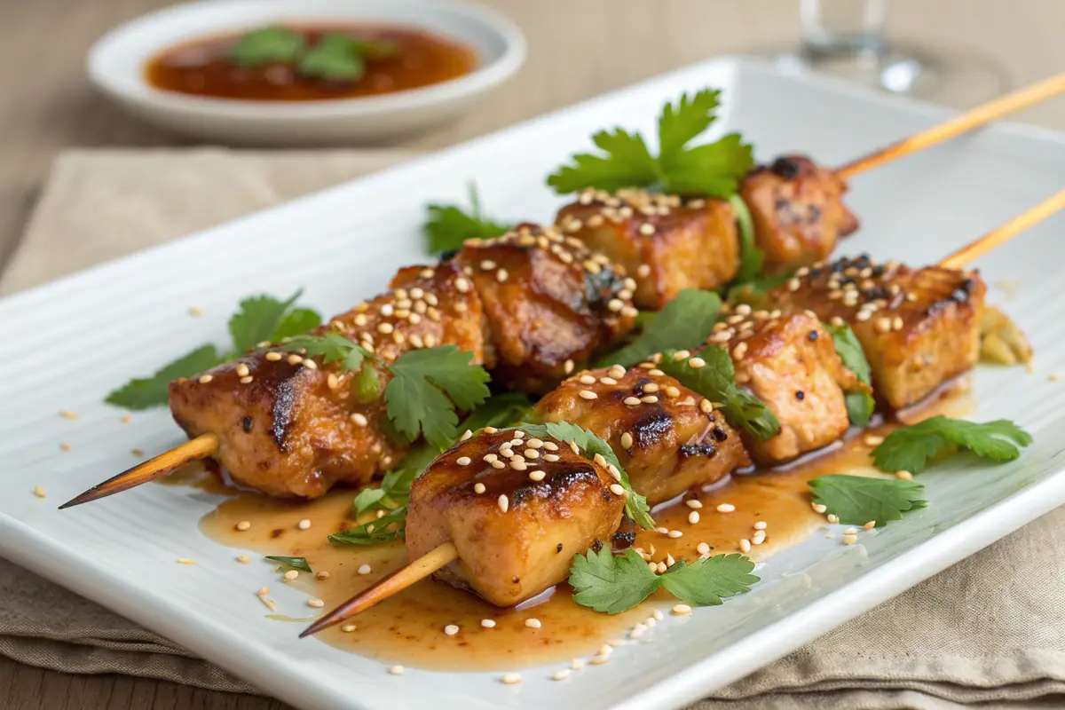 asian chicken skewers honey garlic sauce