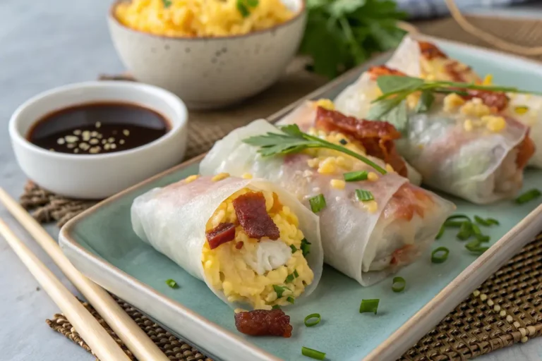 Bacon Egg Cheddar Rice Paper Rolls