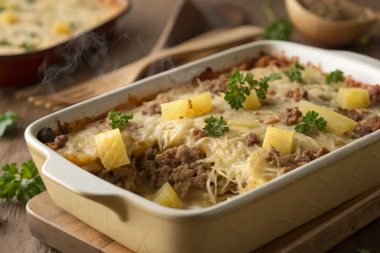 Beef Sauerkraut Pineapple Casserole