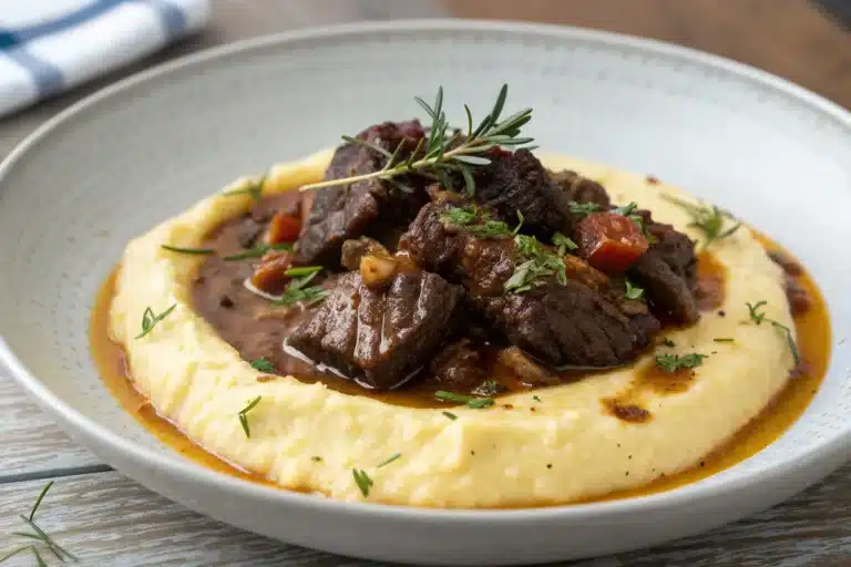 Braised Beef Cheeks with Polenta