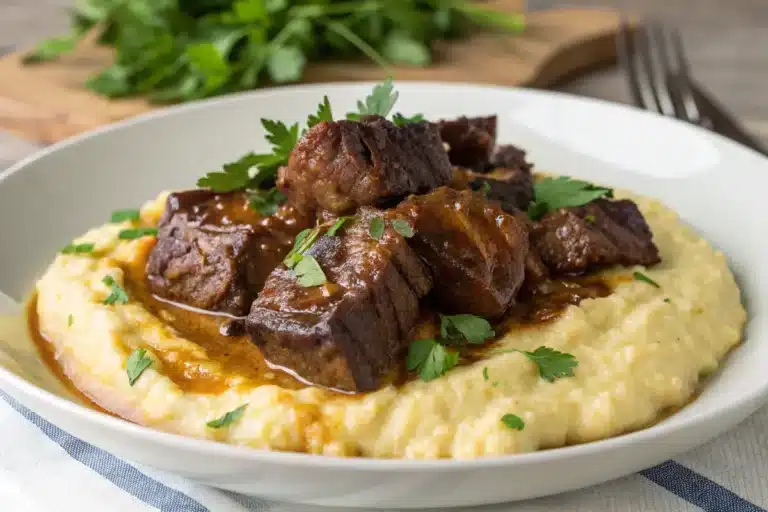 Braised Beef Short Ribs with Cheddar Grits