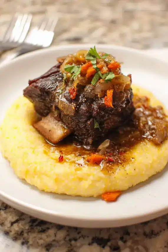 Braised Beef Short Ribs with Cheddar Grits