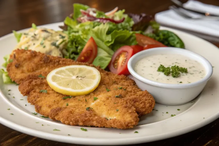 Chicken Schnitzel with Garlic Dressing