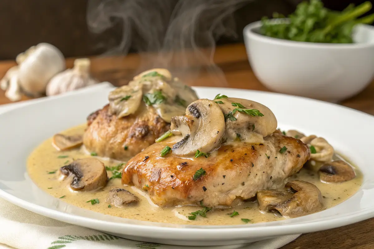 Creamy Garlic Mushroom Chicken Thighs