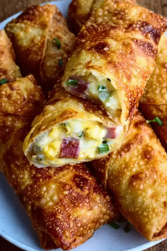 Jalapeño Popper Egg Rolls served on a platter with dipping sauce